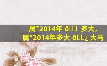 属*
2014年 🐠 多大,属*
2014年多大 🌿 大马